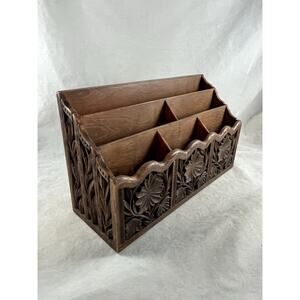 Lerner Faux Wood Hard Plastic Desk Caddy Organizer USA Made Boho Decor Vintage